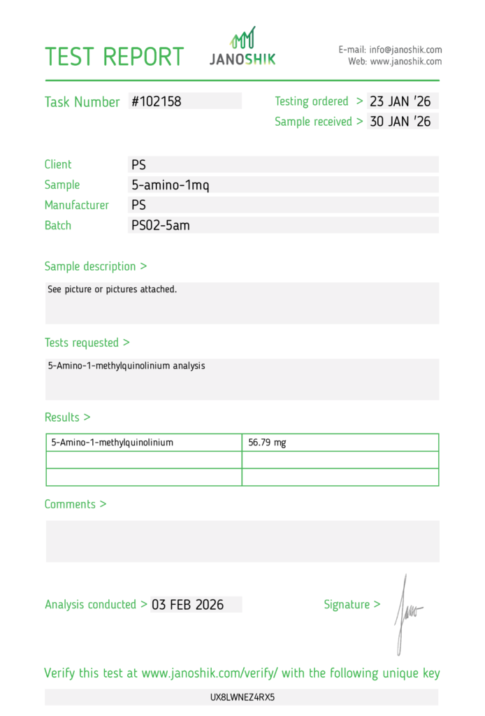 5-Amino-1mq 50mg COA